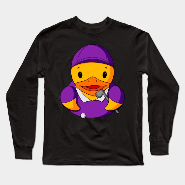 Golfer Rubber Duck Long Sleeve T-Shirt by Alisha Ober Designs